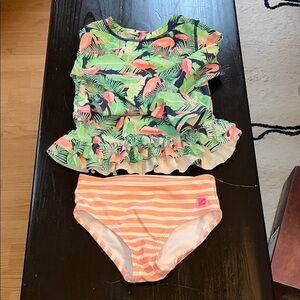 Ruffle Butts flamingo 2 piece swimmers 3T